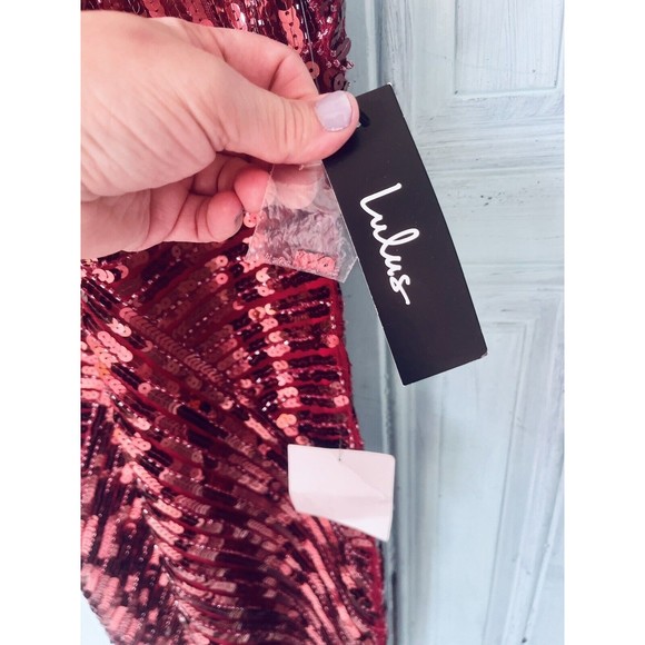 Ace Of Spades Wine Red Sequin Bodycon Dress By Lulu’s Size Small - Picture 4 of 11